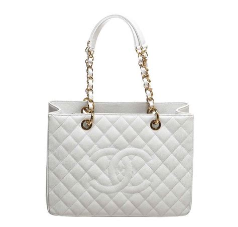 chanel white shopping bag|chanel tote shopper bag.